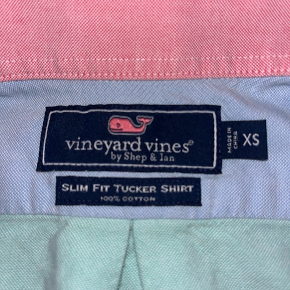 Vineyard Vines Slim Fit Tucker Shirt Green Blue Pink Oxford Button Down Size XS - Picture 13 of 14